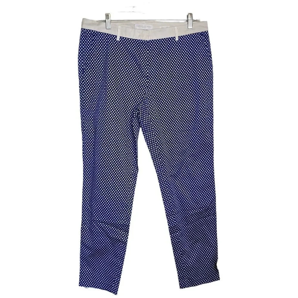 RAFFAELLO ROSSI Minty 7/8 Pants Blue and White Relaxed Fit‎ Size 42 US Size 12